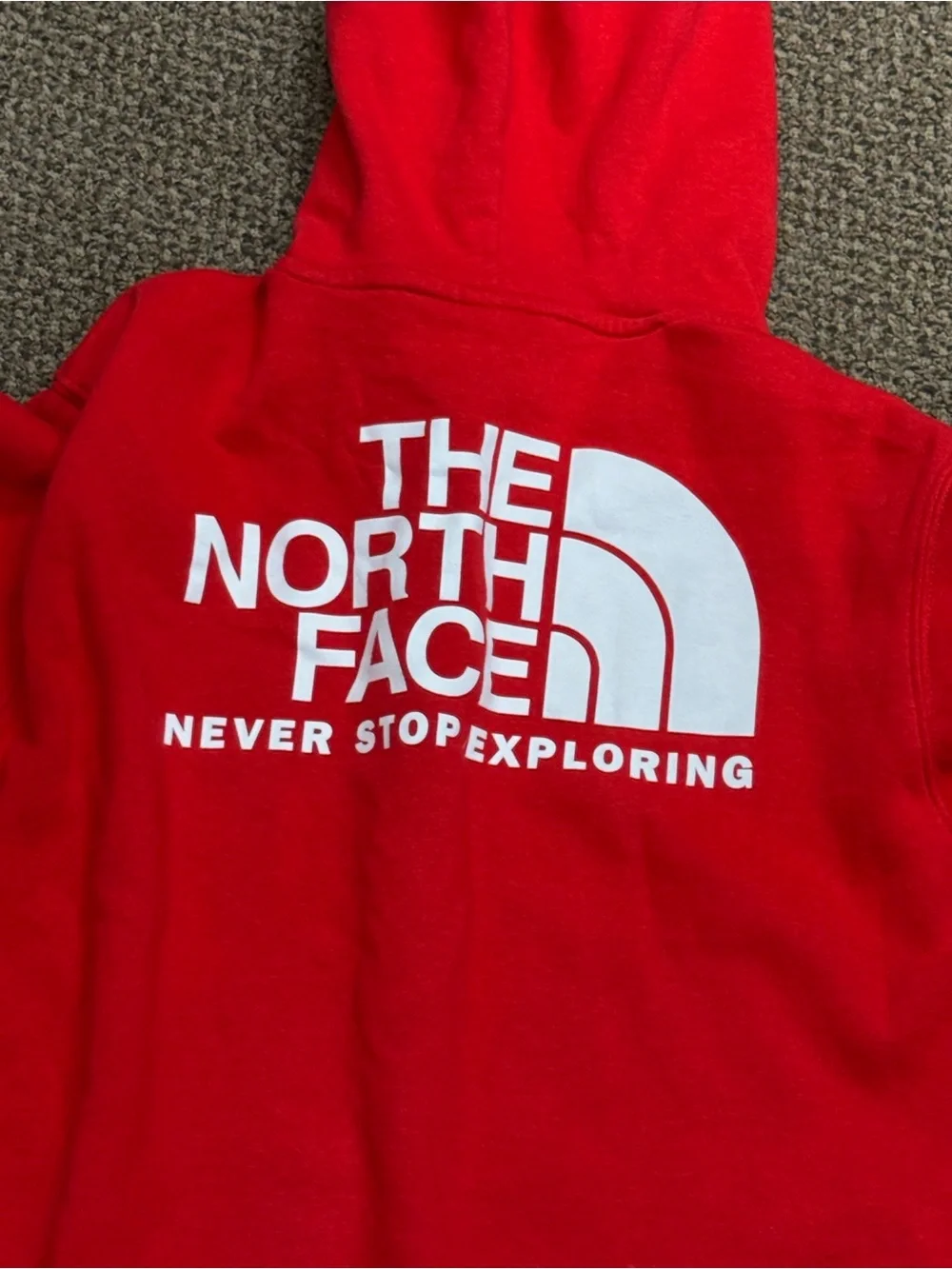 The North Face Men's Hoodie Medium Gray Logo Pullover Sweatshirt.